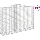 vidaXL Gabions avec arc surélevé 12 pcs 300x50x200/220cm Fer galvanisé