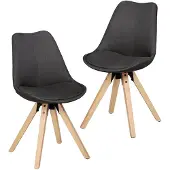 Wohnling lot de 2 chaises de salle à manger rétro LIMA Anthracite Chaise rembourrée
