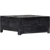 vidaXL Table basse noire 65x65x30 cm bois massif mangue