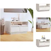 vidaXL Meuble TV Blanc 60x35x37 cm Pin massif - Meubles TV