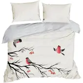 Eurofirany Linge de lit de Noël 100% coton CRANBERRY 1x 200x220 cm, 2x housse 70x80 cm Linge de lit français MyBestHome