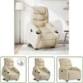 The Living Store Fauteuil relax avec releveur Crème Tissu