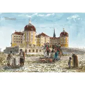 Pappnoptikum calendrier de l'avent nostalgique avec images Motif : château de Moritzburg 38 x 27 cm
