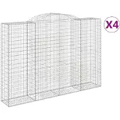vidaXL Gabions avec arc surélevé 4 pcs. 300x50x200/220cm Fer galvanisé
