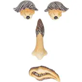 Relaxdays « Visage d'arbre » (lot de 4), décoration en forme de tronc d'arbre, à suspendre, décoration d'arbre résistante aux intempéries, esprit de la forêt, pierre artificielle, multicolore