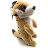 Onwomania Suricate Suricate Peluche Doudou Tissu Animal 18cm avec chaîne Beige