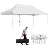 Costway Pavillon 3x6m avec sac de transport, tente de réception pliante réglable en hauteur, hydrofuge, protection UV 50+