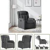 The Living Store Fauteuil relax gris foncé Tissu