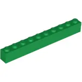 LEGO 10 pièces 6111 Brick 1x10 Part Basic Bricks 10 Green