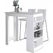 Akord Table Bar Avec Tabouret Blanc Et Chêne Sonoma 115X50X103