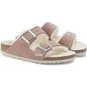Birkenstock Arizona Suede Leather Shearling Pink Clay LAF insulated flip-flops narrow (1023258)