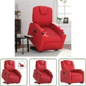 The Living Store Fauteuil relax releveur électrique rouge similicuir