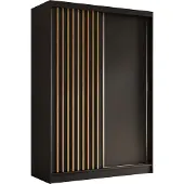 AX Living Armoire portes placard coulissantes Cabinio noir chene 150cm
