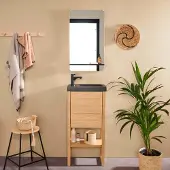 MOB-IN Meuble lave-mains ATOLL avec vasque noire + miroir