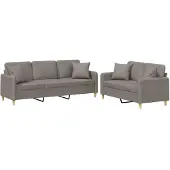 Syfax Ensemble de canapés 2 pcs avec coussins taupe tissu