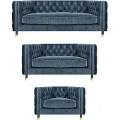 AEA Designer Luxus Set Sofas Chestefield Wohnzimmer Textil Sofagarnitur