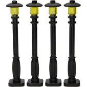 LEGO City : 4 lanternes en noir avec lampe jaune