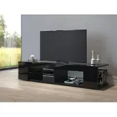 Sonni Armoire TV noir brillant 135x39x30cm avec bande lumineuse LED réglable