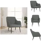vidaXL Fauteuil gris foncé 63x76x80 cm Tissu - Fauteuil