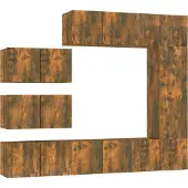 Syfax Ensemble de meubles TV 8 pcs Chêne fumé Bois d'ingénierie