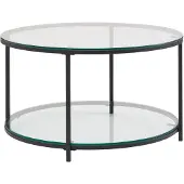 Wohnling Table basse 80x80x45 cm verre / métal table de salon ronde moderne |