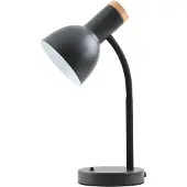 ITALUX Lampe de bureau noire avec élément en bois 1xE27 5W SENZA