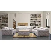 AEA Ensemble Canapé Design Chesterfield 3+1 Cuir Nouveau