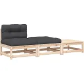 vidaXL Canapé de jardin sans accoudoirs avec coussins et tabourets
