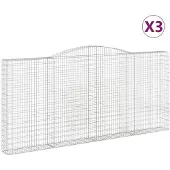 vidaXL Gabions avec arc surélevé 3 pcs. 400x30x180/200cm Fer galvanisé