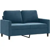 vidaXL Canapé 2 places bleu 120 cm velours