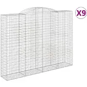 vidaXL Gabions avec arc surélevé 9 pcs. 300x50x220/240cm Fer galvanisé