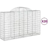 vidaXL Gabions avec arc surélevé 20pcs 200x50x120/140cm Fer galvanisé