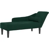 vidaXL Chaise longue avec coussin vert foncé velours