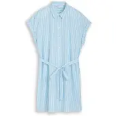 Tom Tailor DENIM Robe bleu ciel / blanc