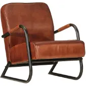 vidaXL Fauteuil marron cuir véritable