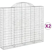 vidaXL Gabions avec arc surélevé 2 pcs. 200x30x160/180cm Fer galvanisé