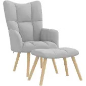 vidaXL Fauteuil de relaxation avec repose-pieds Tissu gris nuageux