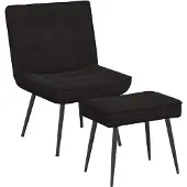 vidaXL Fauteuil relax avec pouf noir velours