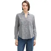 Tom Tailor With Slub Structure 1035247 Long Sleeve Blouse Gris 44 Femme
