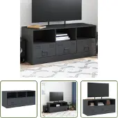 The Living Store Armoire TV anthracite 99x39x44 cm Acier