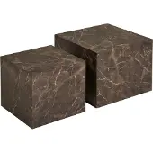 Noname Nuuk table basse lot de 2Reproduction marbre brun.