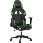 Syfax Chaise de jeu de massage avec repose-pied Noir&Vert Similicuir