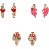Faina Boucles d'oreilles or / framboise / rouge / transparent