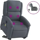 vidaXL Fauteuil de massage avec releveur électrique gris foncé velours