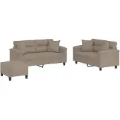 vidaXL Ensemble de canapés 3 pièces avec coussins Taupe microfibre tissée