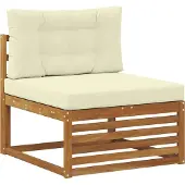 vidaXL Ensemble de salon de jardin 7 pièces, couleurs naturelles et crème