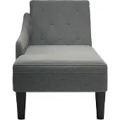 vidaXL Chaise longue avec coussin et accoudoir droit Tissu gris foncé