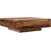 vidaXL Table basse avec éclairage LED, en bois vieilli, 100 x 100 x 31 cm