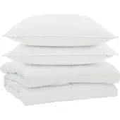 vidaXL : Ensemble de couettes avec oreillers, 3 pièces, blanc, microfibre