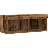 vidaXL Ensemble meuble TV avec éclairage LED, aspect bois ancien, 80 x 30 x 30 cm, aggloméré